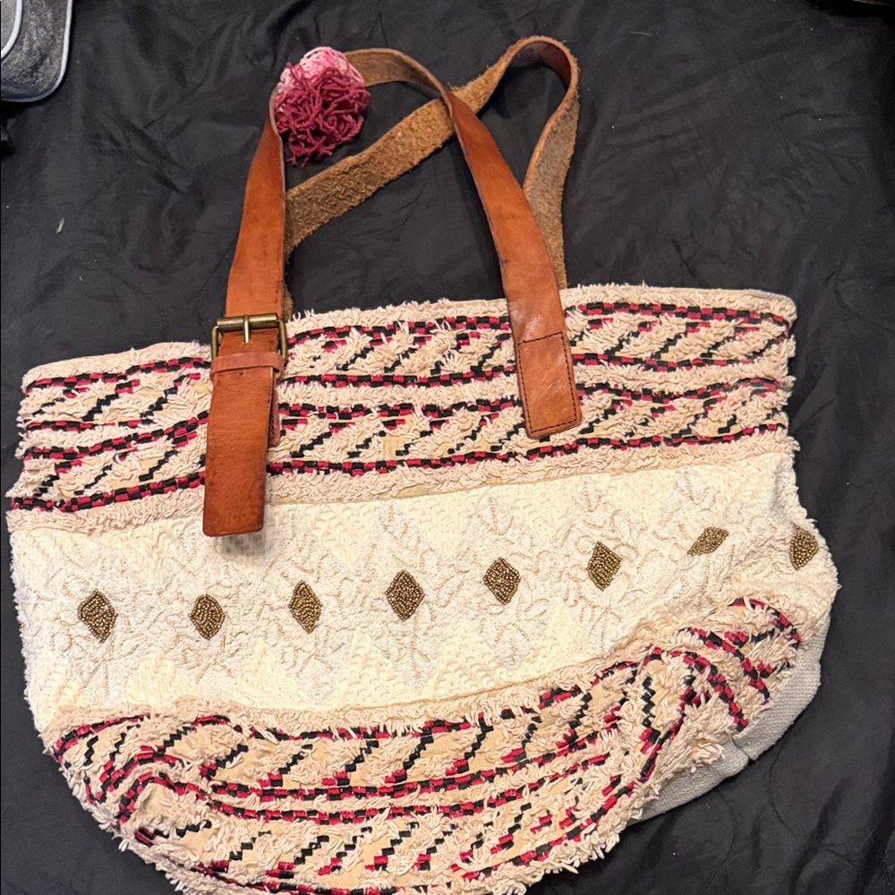 Bohemian Cream and Brown Tote Bag